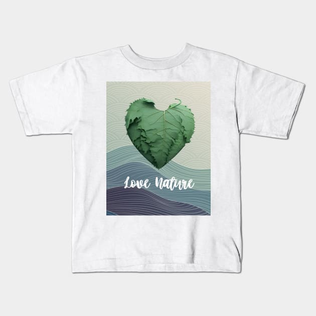 Love Nature No. 1: Green Valentine's Day Kids T-Shirt by Puff Sumo